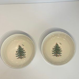 SPODE CHRISTMAS TREE CEREAL BOWLS-NEW-SET OF 2
